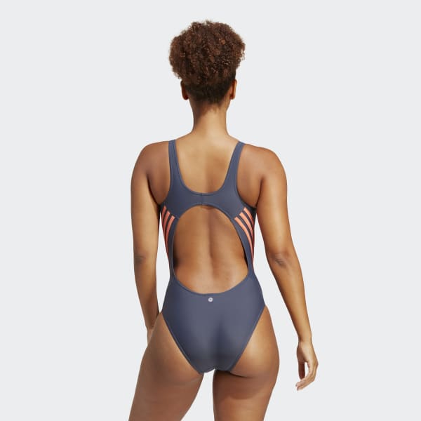 blauw adidas 3-Stripes Badpak