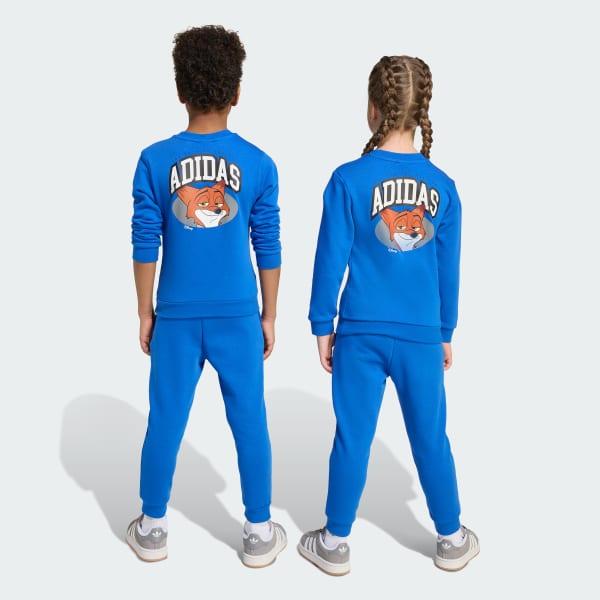 สีน้ำเงิน เสื้อคอกลมและกางเกง ADIDAS Disney สำหรับเด็ก