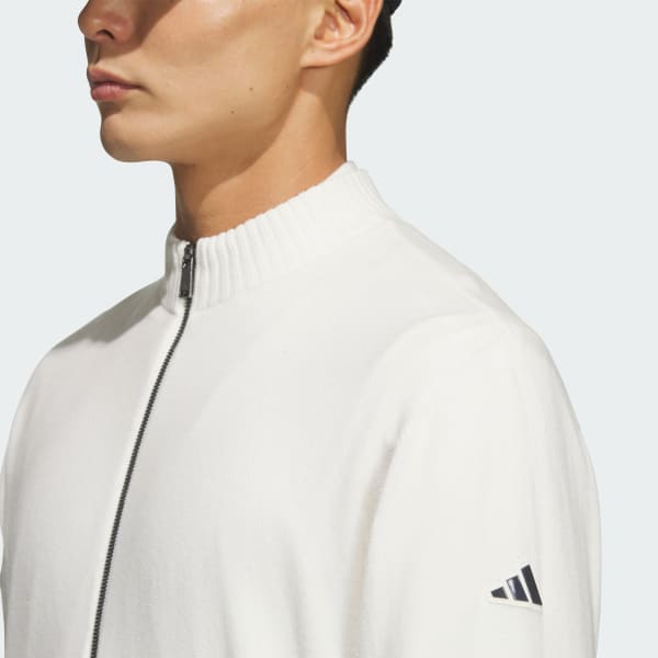 adidas ゴルフ 防風 長袖フルジップセーター GV1191 （ホワイト） adidas ゴルフ 防風 長袖フルジップセーター GV1191 （ホワイト