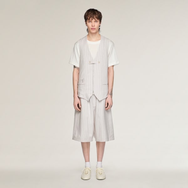White Y-3 PINSTRIPE SPORT UNIFORM SHORTS