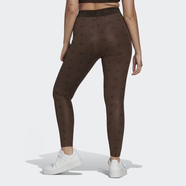 Brązowy 7/8 High Waist Allover Print Leggings
