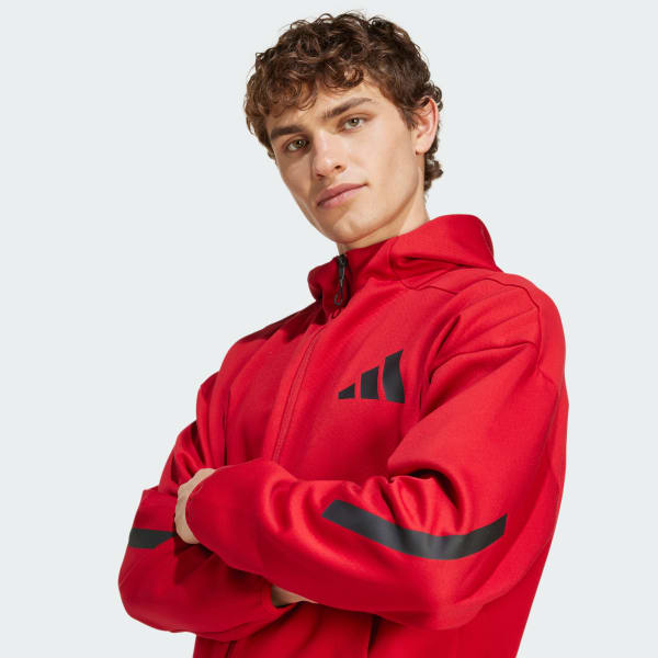 adidas Z.N.E. Full-Zip Hooded Track Jacket - Red | Free