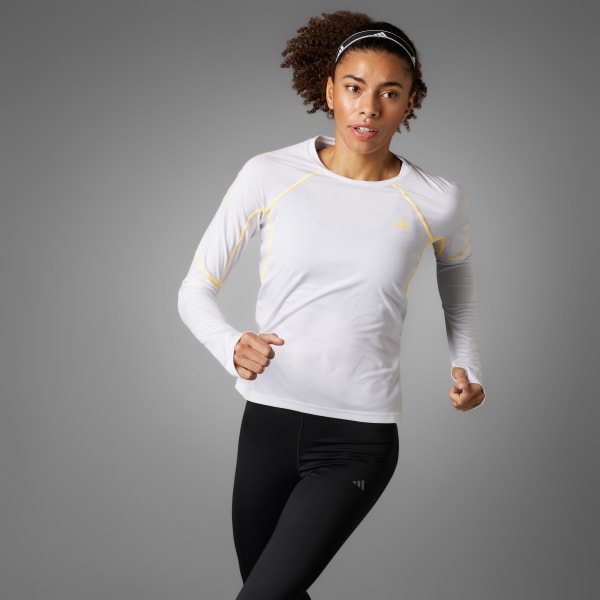 White Adizero Running Long Sleeve Tee