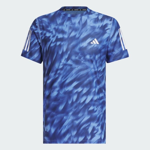 adidas Own The Run Allover Print Tee - Blue | Free Shipping