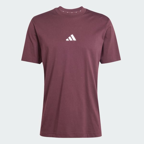 Borgonha Camiseta Malha Simples Essentials Três Listras