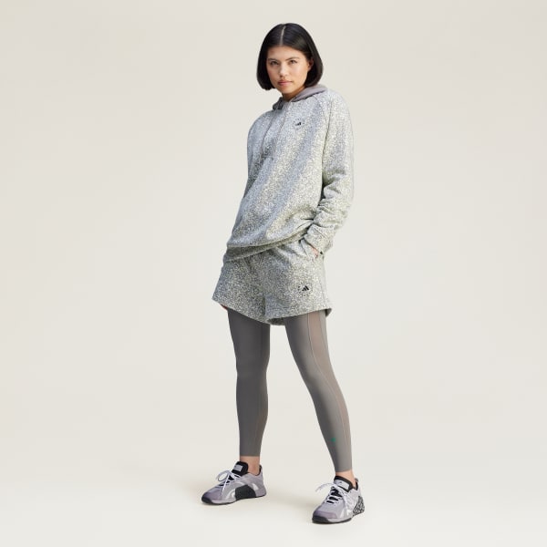 สีขาว กางเกงผ้าเทอร์รีย์ขาสั้นพิมพ์ลาย adidas by Stella McCartney