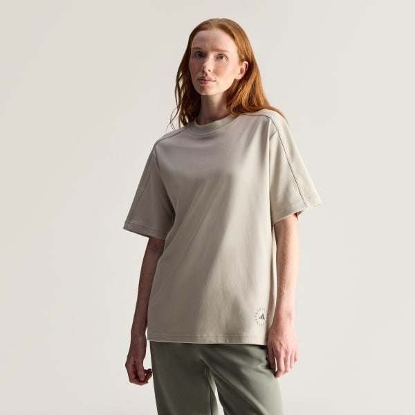 สีเทา เสื้อยืดลายโลโก้ adidas by Stella McCartney