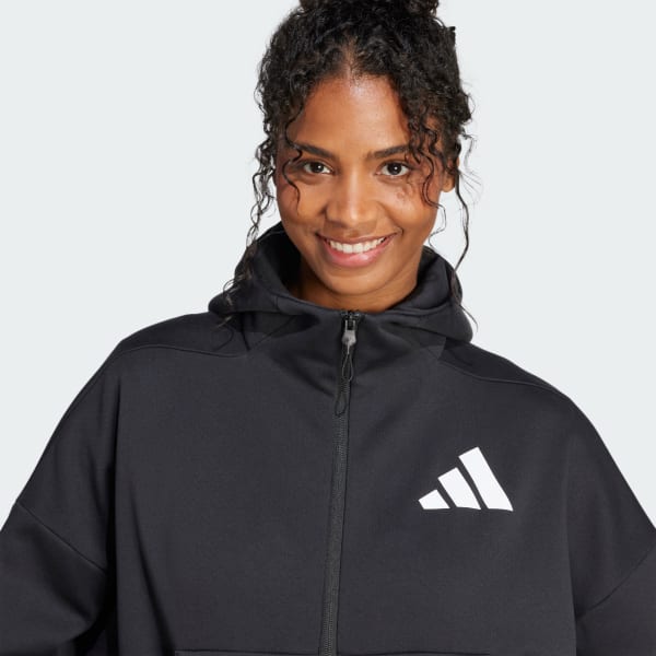 adidas Áo Hoodie Khóa Kéo Dọc Thân adidas Đen adidas