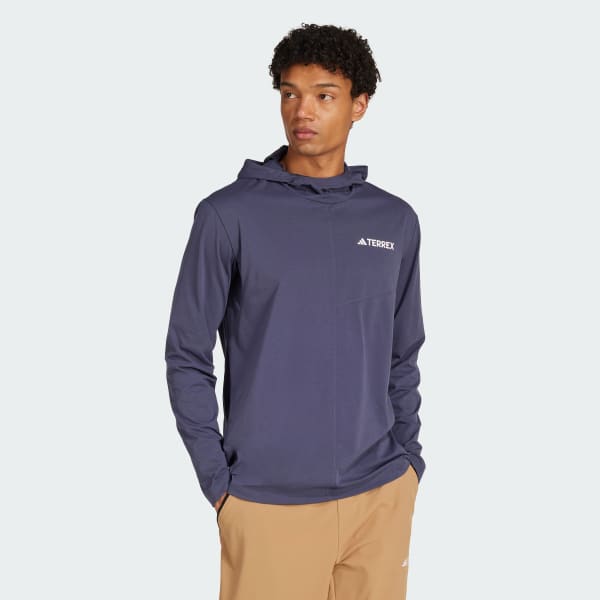adidas Terrex Multi Climacool Hooded Long Sleeve Top - Blue | Free