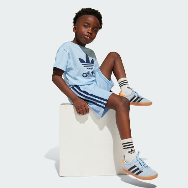 Biru Setelan Tee & Celana Pendek Adicolor Kids