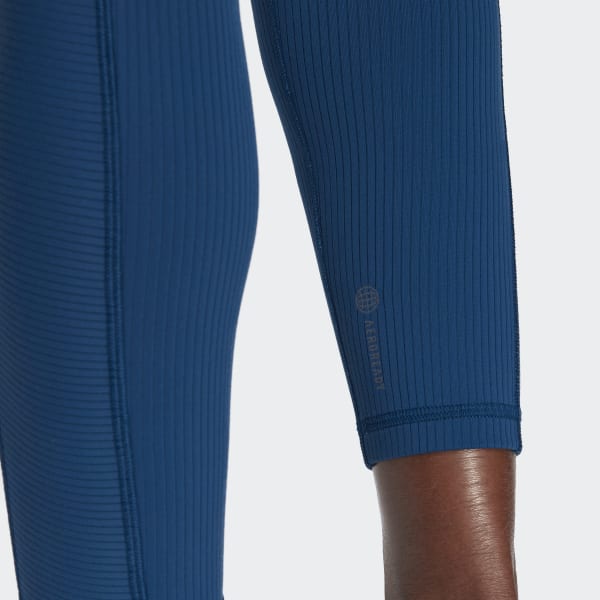 adidas Yoga Studio Luxe Wind Super-High-Waisted Rib Leggings - Blue