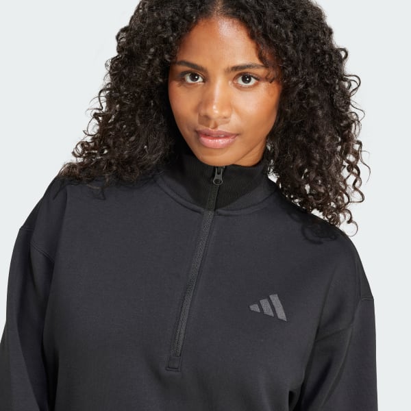 adidas ALL SZN Fleece Loose Quarter-Zip Sweatshirt - Black adidas ALL SZN Fleece Loose Quarter-Zip Sweatshirt - Black