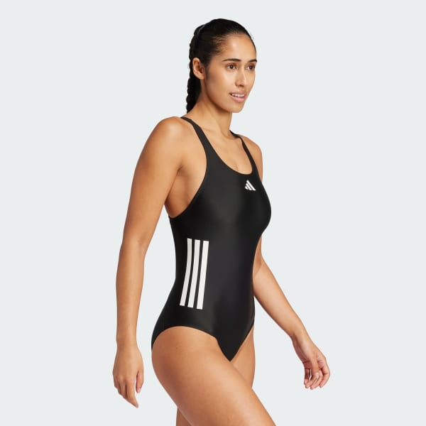 noir Maillot de bain 3 bandes dos en C
