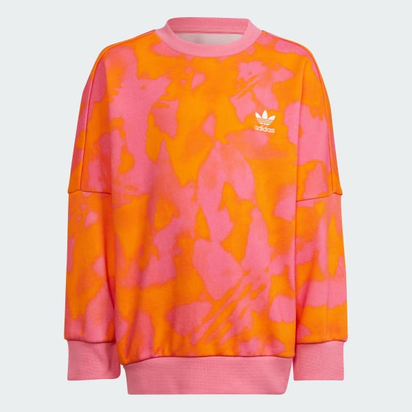 Naranja Conjunto de Verano Estampado de Cuello Redondo