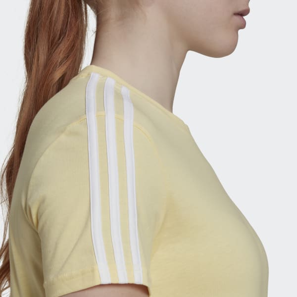 Yellow Essentials Loose 3-Stripes Cropped Tee