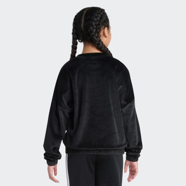 adidas VELOUR CREW NECK PULLOVER - Black | Free Shipping with