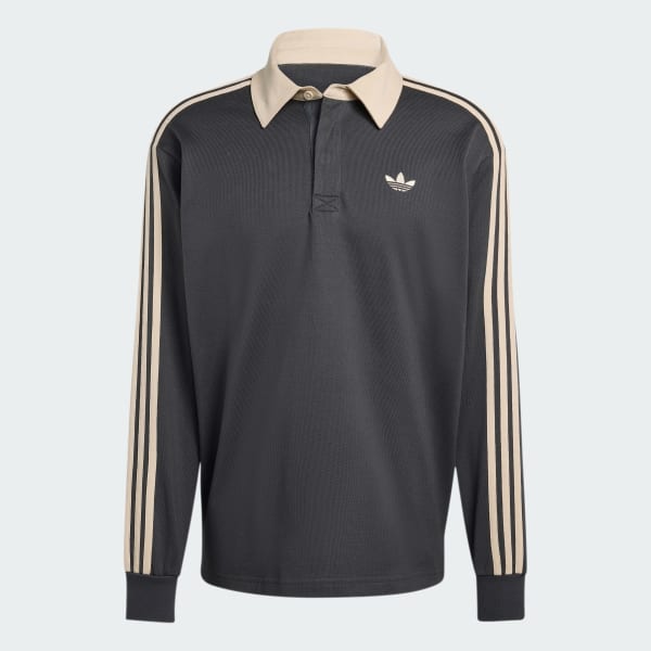 Grey 3-STRIPES RUGBY LONGSLEEVE POLO