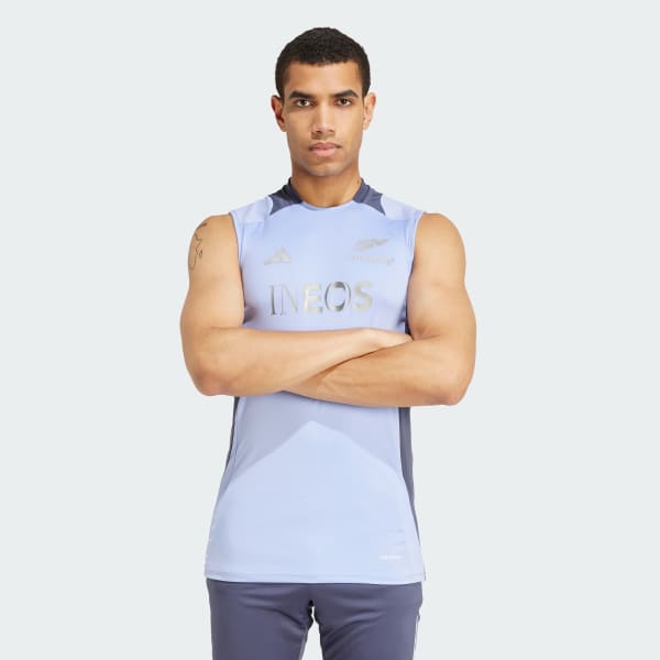 Bleu T-shirt de rugby sans manches All Blacks AEROREADY
