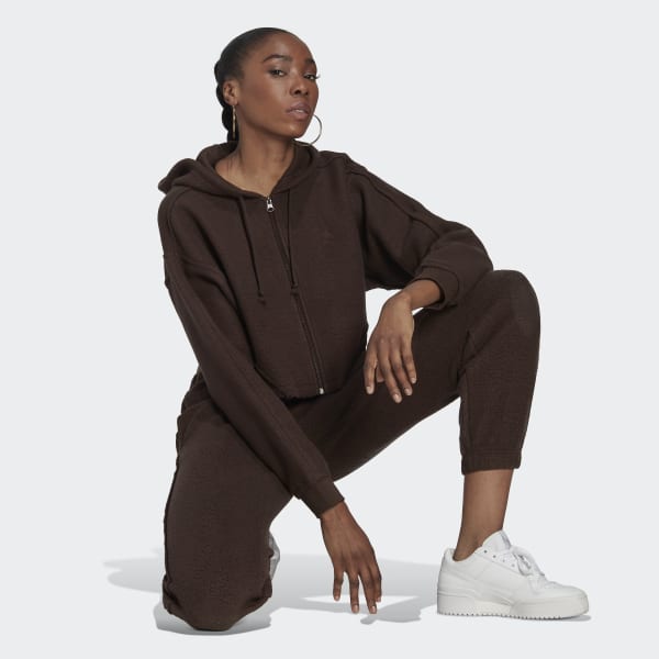 hnedá Mikina s kapucňou Crop Full-Zip Loungewear