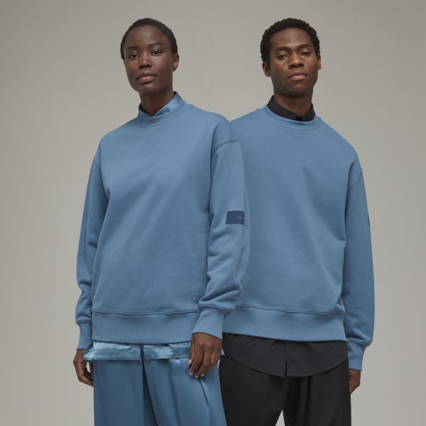 adidas Y-3 Organic Cotton Terry Crew Sweater - Blue | Unisex Lifestyle | adidas