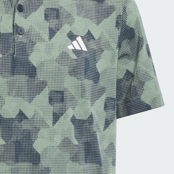 Green Printed Scripted Polo Shirt Kids