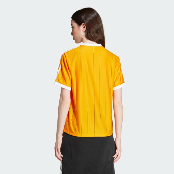 สีส้ม เสื้อยืดลายทาง Adicolor 3-Stripes
