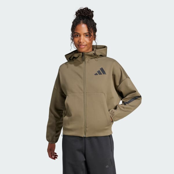 Gron adidas Z.N.E. Full-Zip hættetrøje