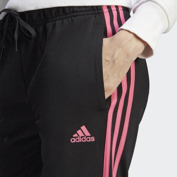 adidas Essentials Warm-Up Tapered 3-Stripes Track Pants - Black