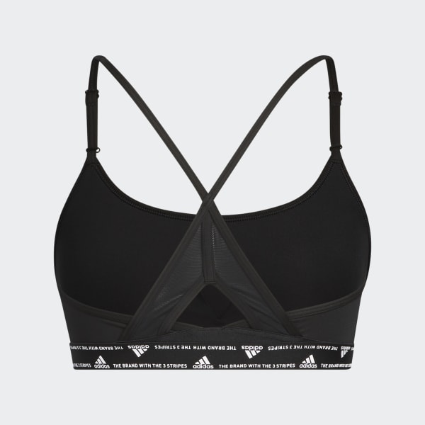 Black adidas Aeroreact Training Light-Support 3-Stripes Bra