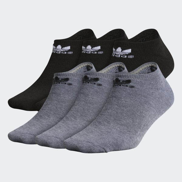 Grey Trefoil No-Show Socks 6 Pairs