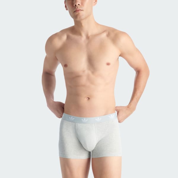 グレー コンフォート フレックス コットン トランクス 3 パック アンダーウェア