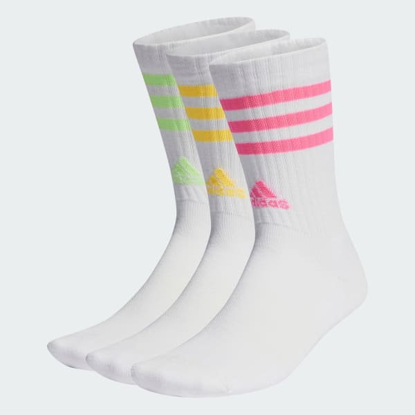 adidas Cushioned Crew Socks 3 Pairs - White, Women's Training