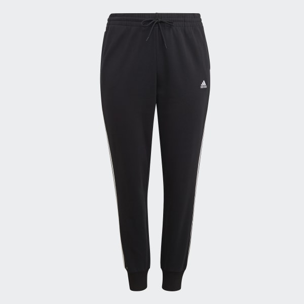 Negro Pantalón Essentials 3 Tiras French Terry Puños Ajustados