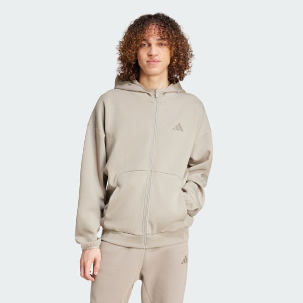 Beige Future Icons Small Logo Full-Zip Hoodie