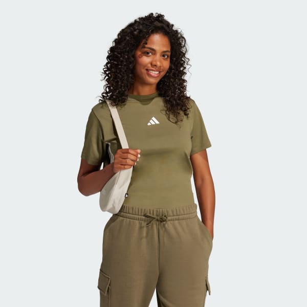 Verde T-shirt Essentials 3-Stripes Cotton