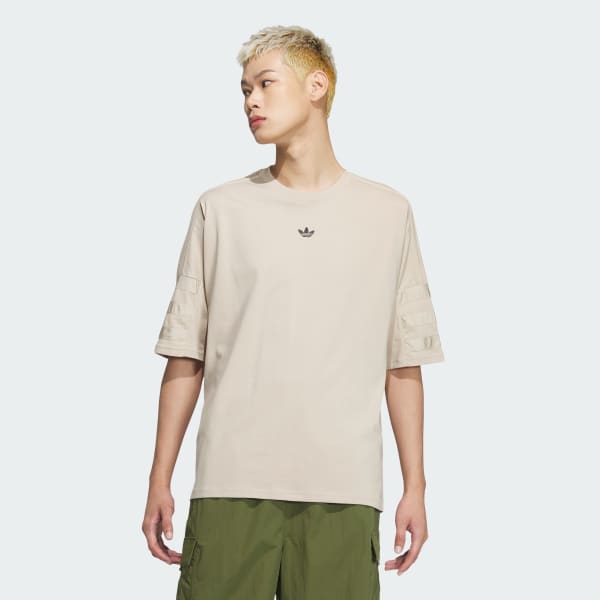 Beige Fat 3-Stripes Short Sleeve Tee