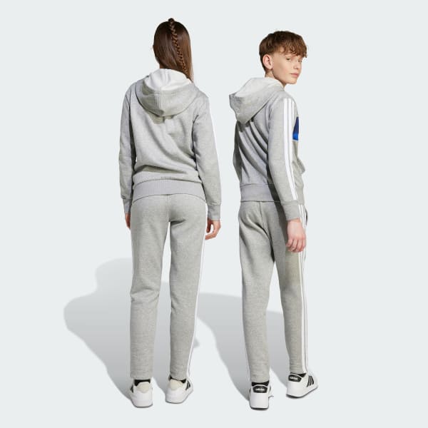 Grey Seasonal Essentials Tiberio 3-Stripes Fleece Track Suit Kids