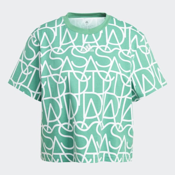 Green Allover adidas Graphic Boyfriend Tee