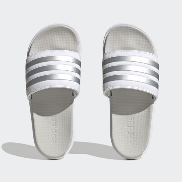 adidas Adilette Platform Slides - White, Women's Lifestyle