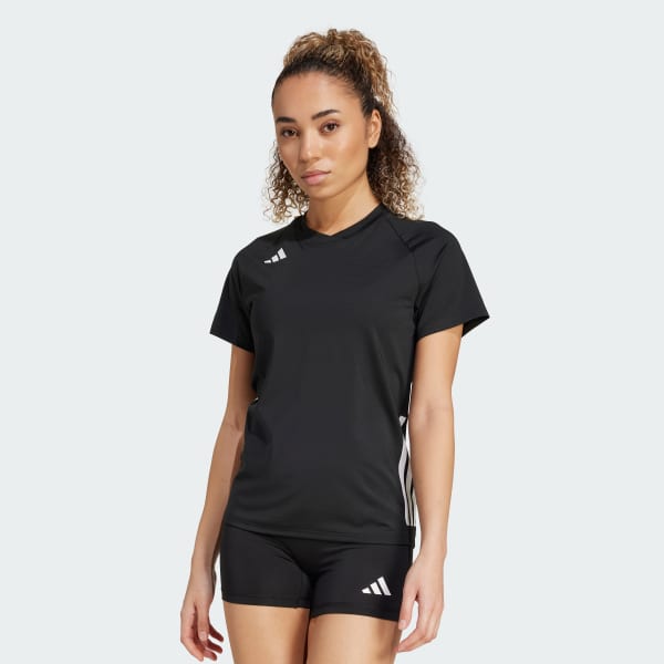 Negro Camiseta de Voleibol HILO Manga Corta