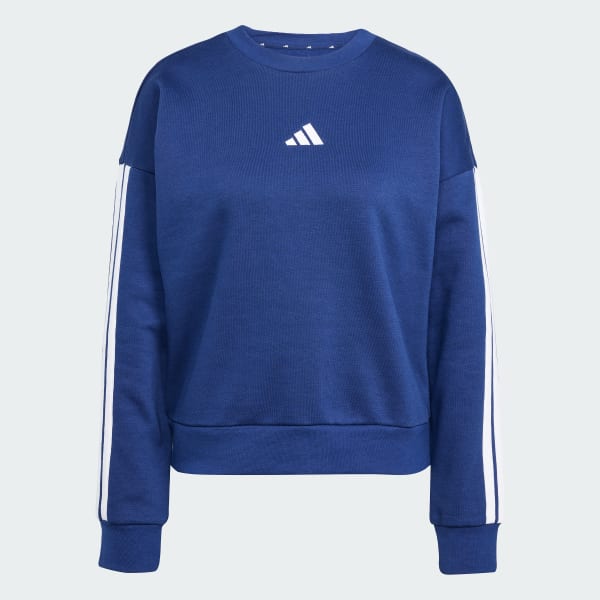 adidas Essentials 3-Stripes Fleece Sweatshirt - Blue | Free