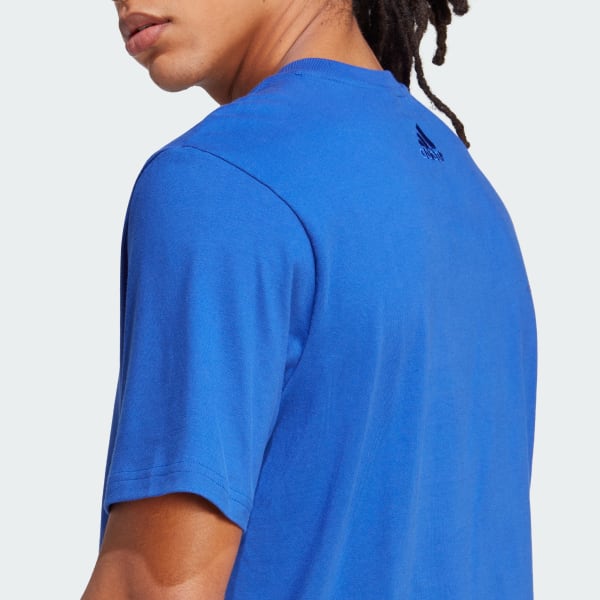 adidas Essentials Single Jersey Big Logo T Shirt Blue adidas