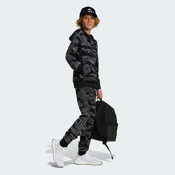 Zwart Seasonal Essentials Camo Ritshoodie Kids