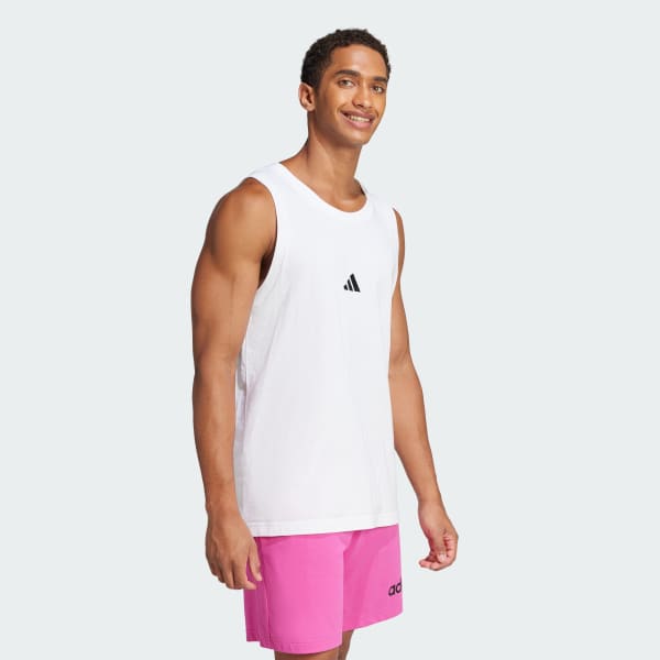 White Essentials Small Logo Tank Top