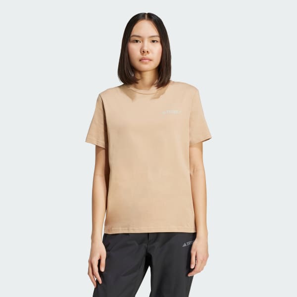 สีน้ำตาล เสื้อยืดพิมพ์ลาย Polygiene