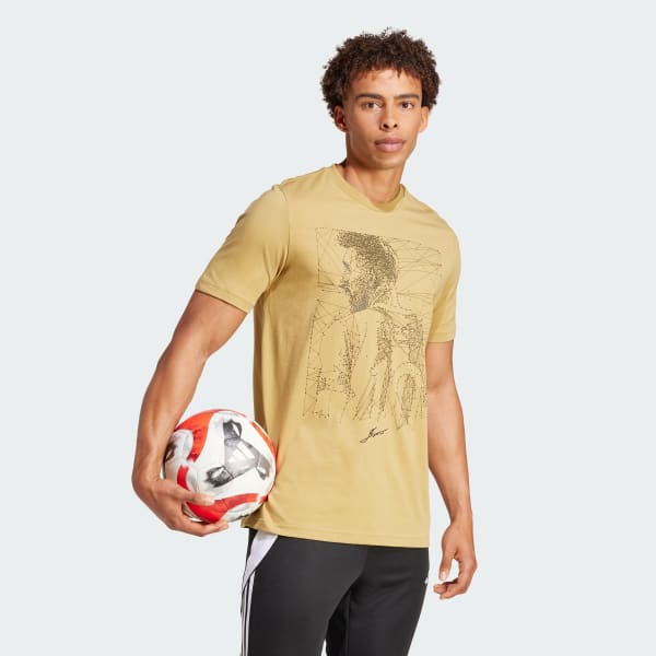 Beige Playera Messi Fútbol Estampada
