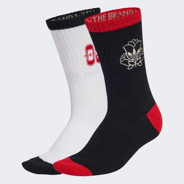 Czerń SKARPETY ROSES CREW SOCKS, 2 PARY