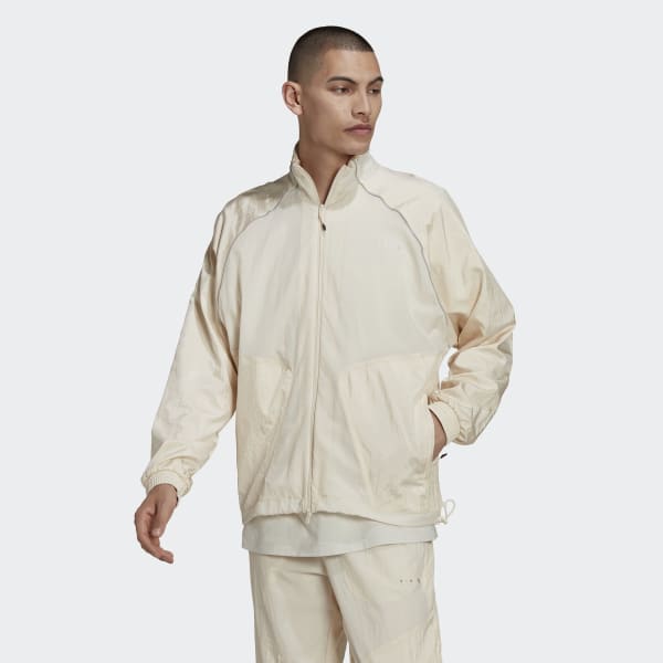 White Reveal Material Mix Track Jacket