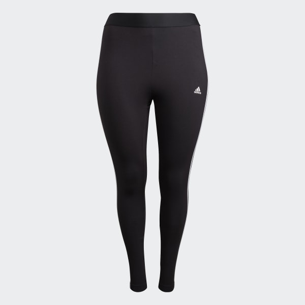 Schwarz Essentials 3-Streifen Tight – Große Größen