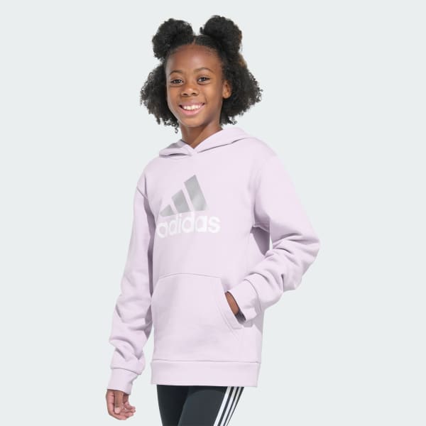 adidas Long Sleeve Essential Graphic Pullover Hoodie Purple Free Shipping with adiClub adidas US